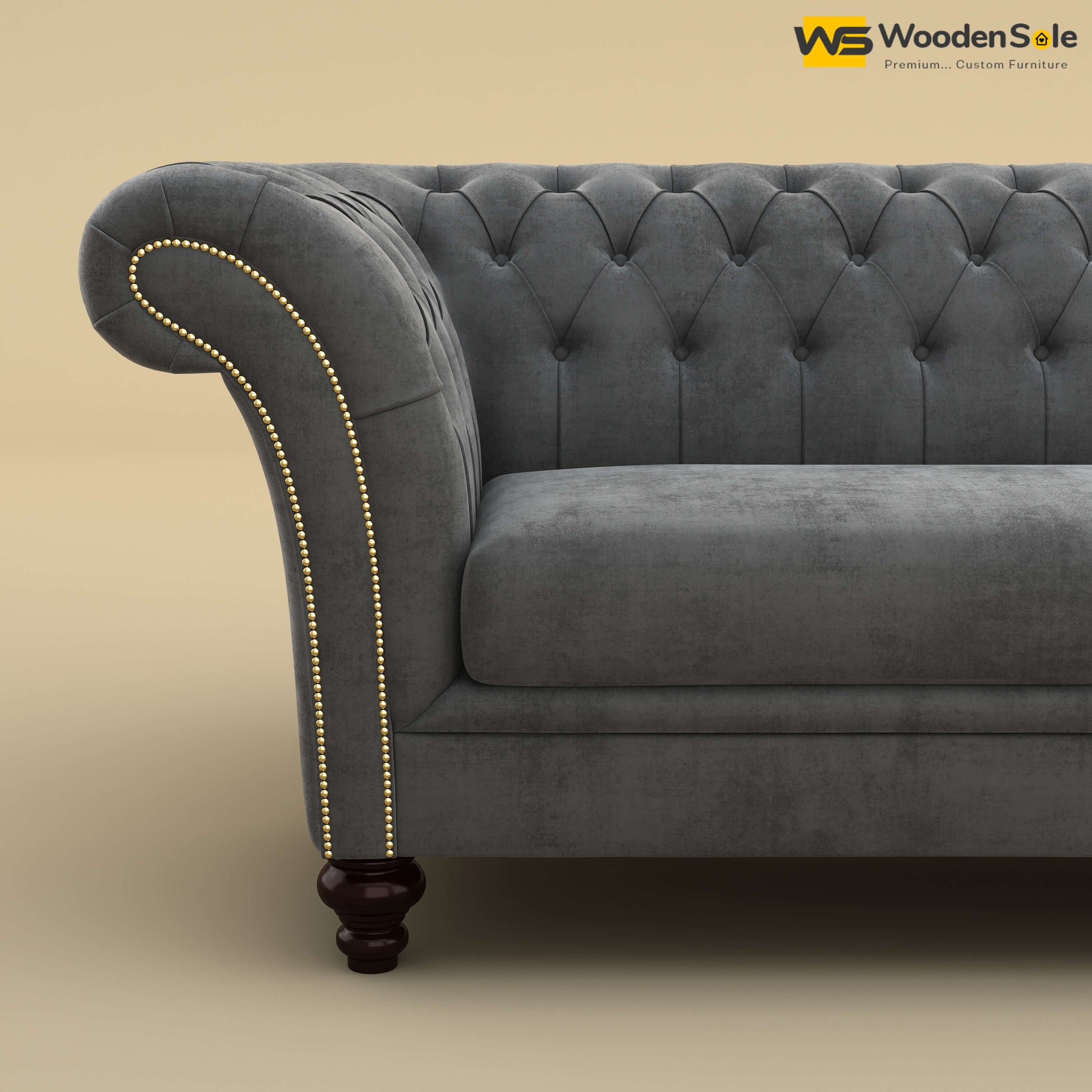 Rolex Loveseat (Velvet, Charcoal Gray)