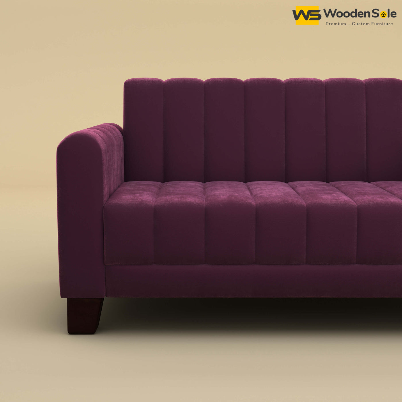 Furo 2 Seater Fabric Sofa (Velvet, Dark Purple)