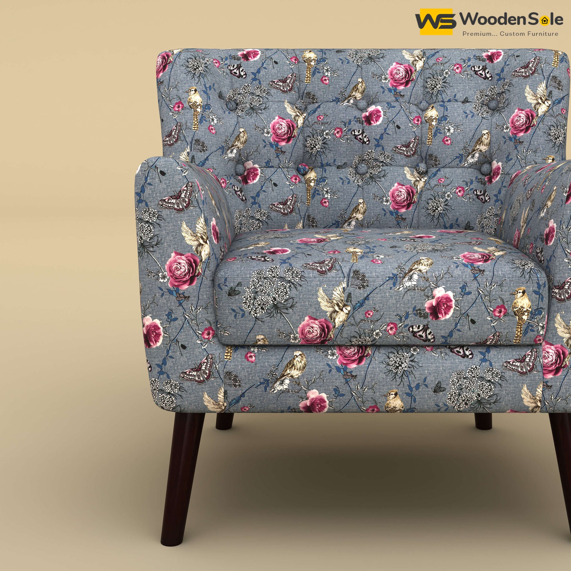 Figo Tufted Lounge Chair (Cotton, Floral Printed)