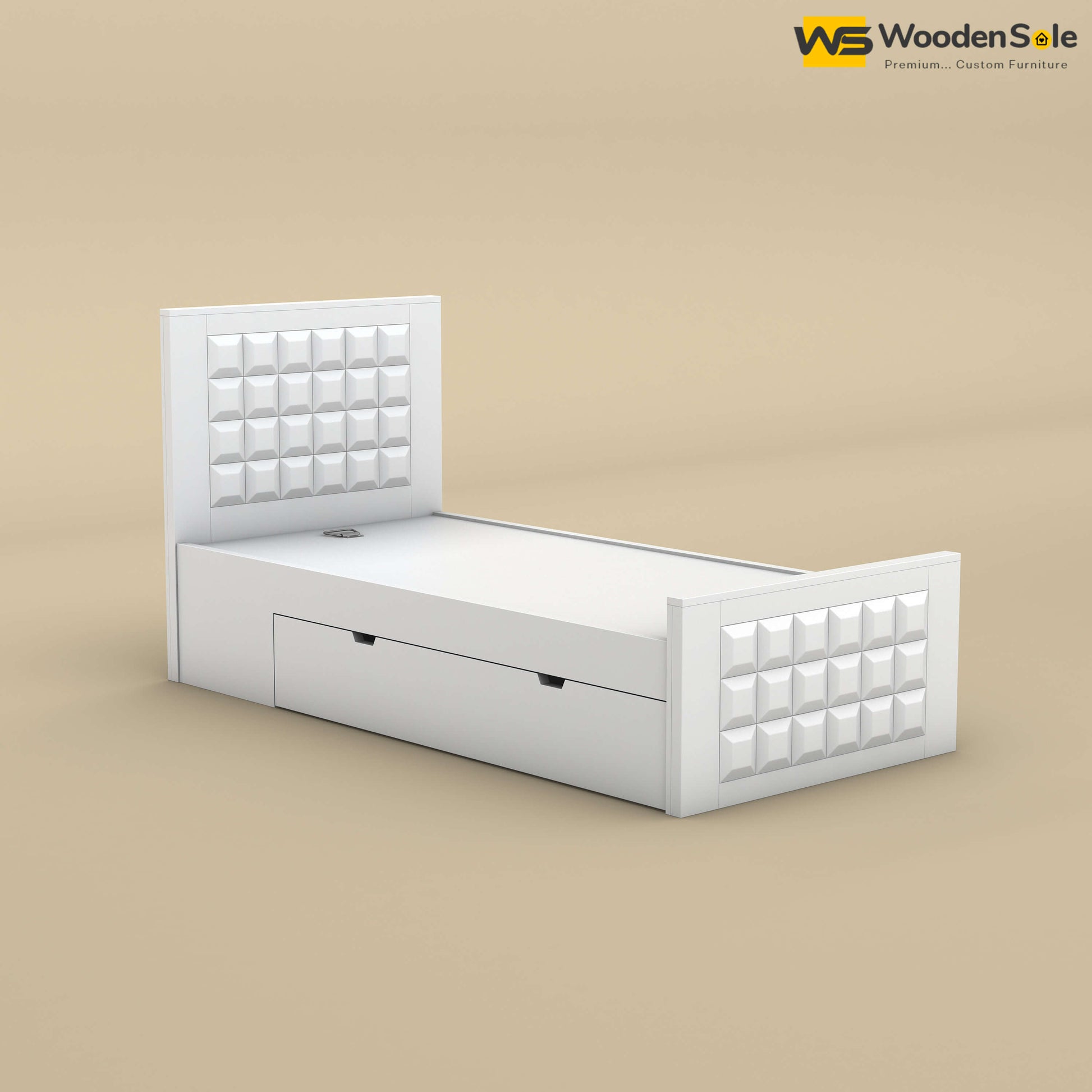 Diamond Drawer Storage Bed (Single, White Finish)