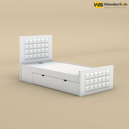 Diamond Drawer Storage Bed (Single, White Finish)