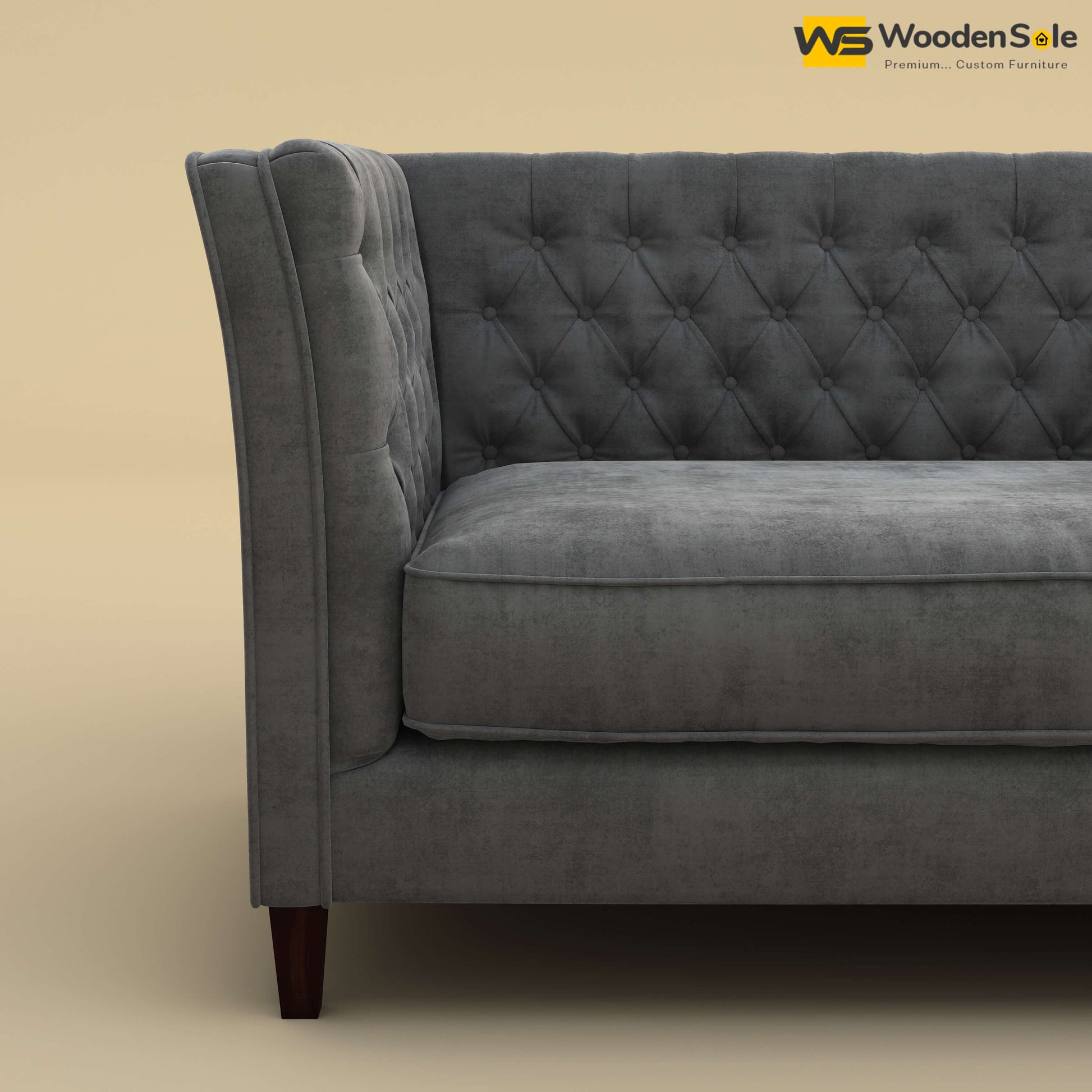 Divit Loveseat (Velvet, Charcoal Gray)