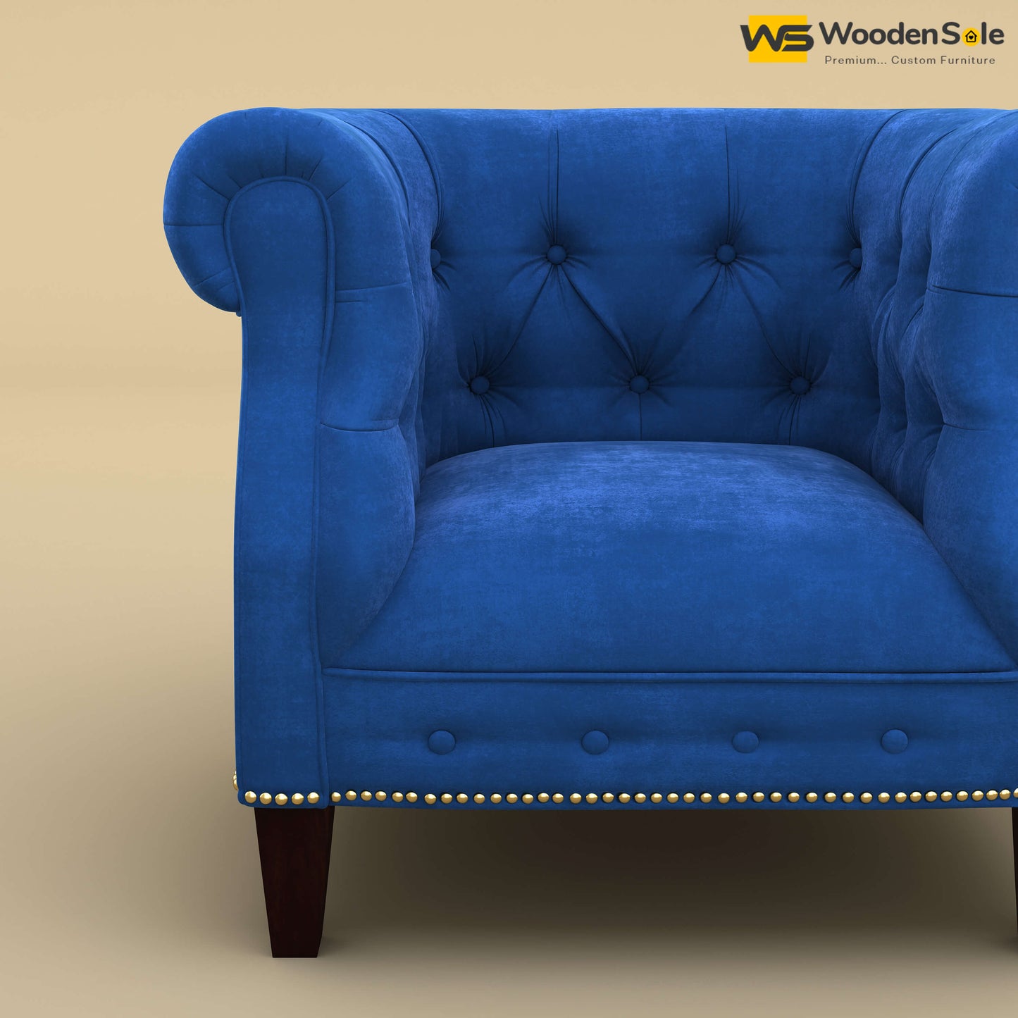Olivia Wing Chair (Velvet, Royal Blue)