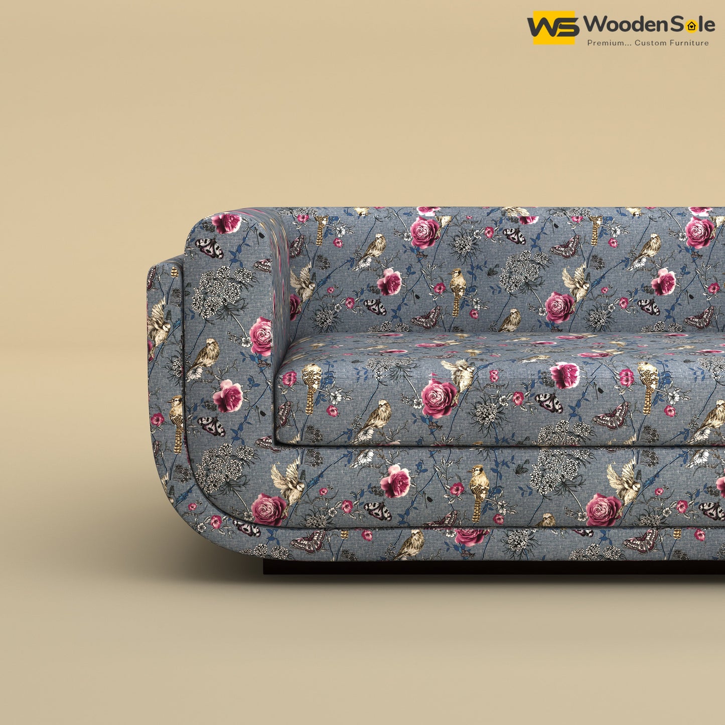 Vedant Three Seater Sofa (Cotton, Floral Printed)