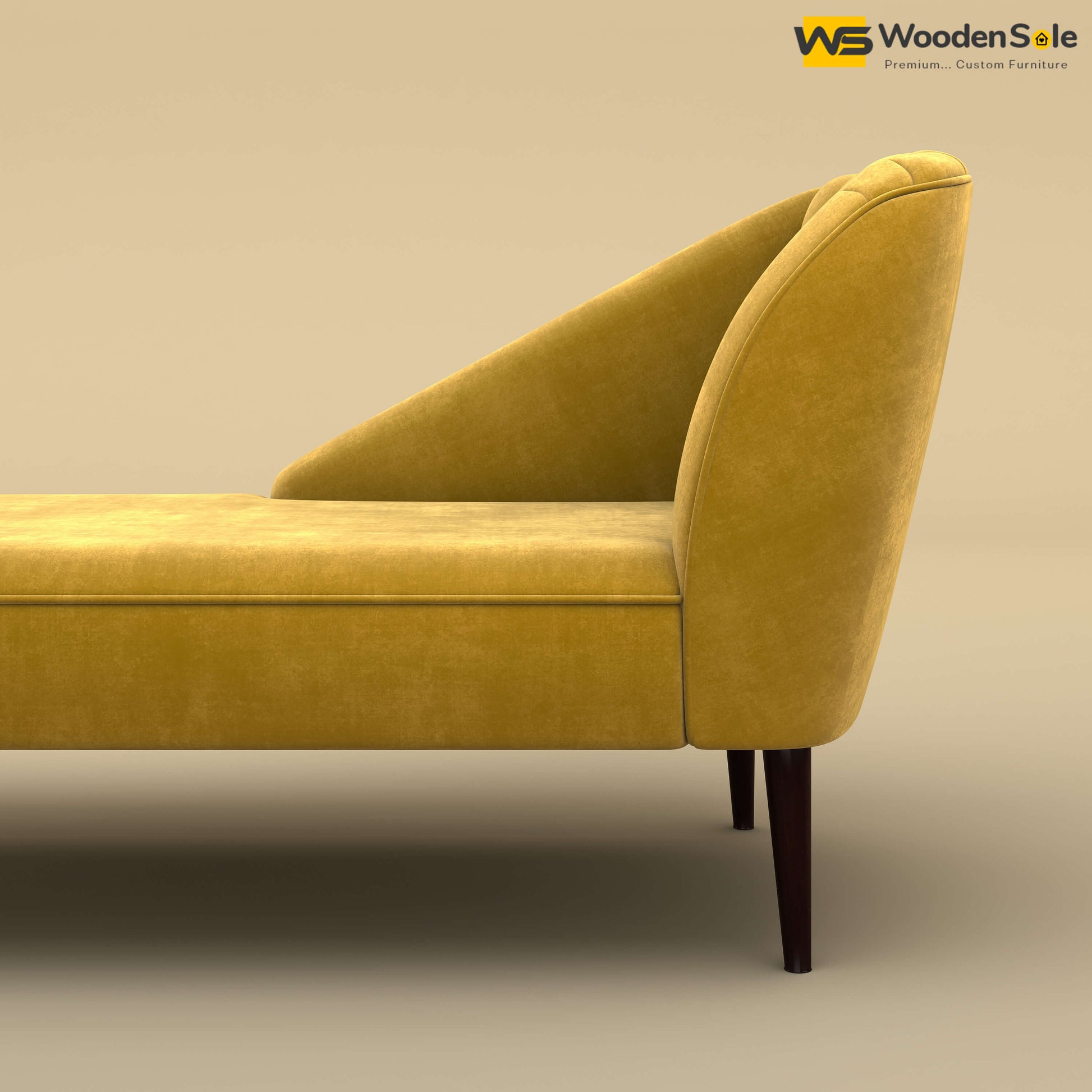 Perla Chaise Lounge (Velvet, Mustard Yellow)