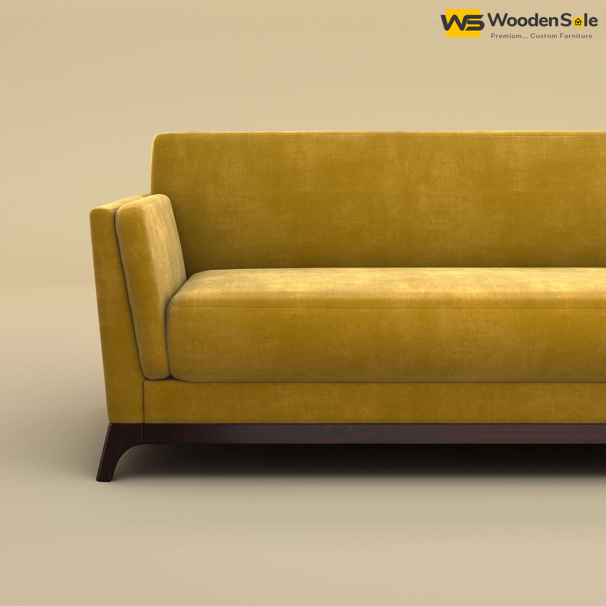 Bruno 3 Seater Sofa (Velvet, Mustard Yellow)