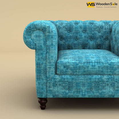 Maharaja Fabric 1 Seater Sofa (Cotton, Teal Blue)