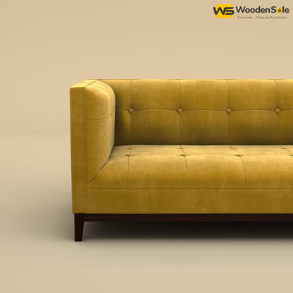 Loren Two Seater Fabric Sofa (Velvet, Mustard Yellow)