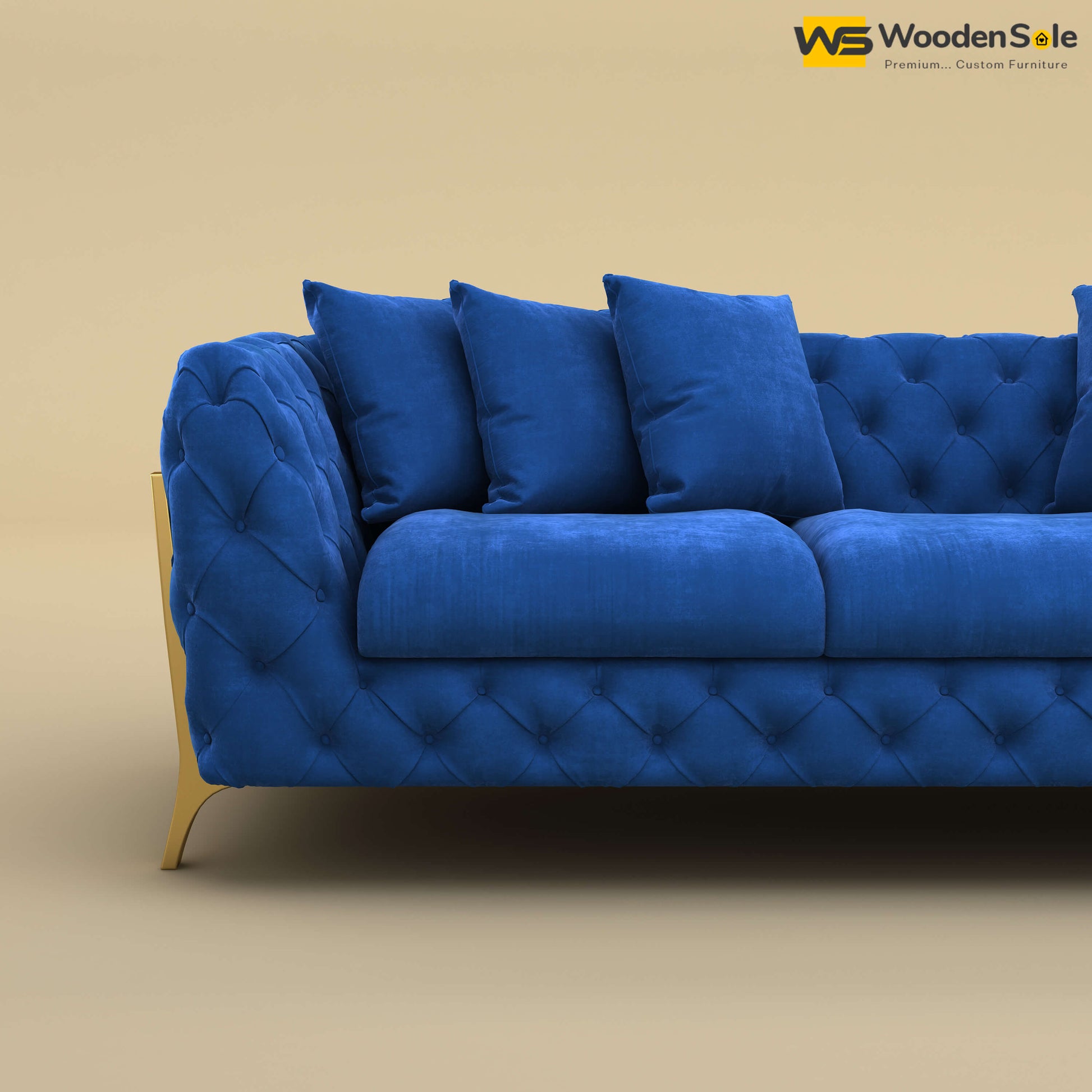 Adhira 3 Seater Premium Sofa (Velvet, Royal Blue)