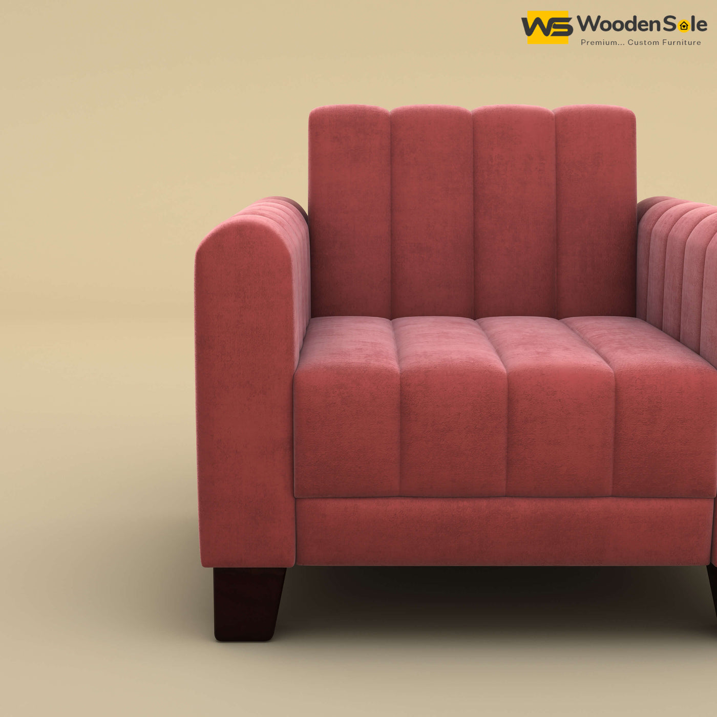 Furo 1 Seater Fabric Sofa (Velvet, Pink)