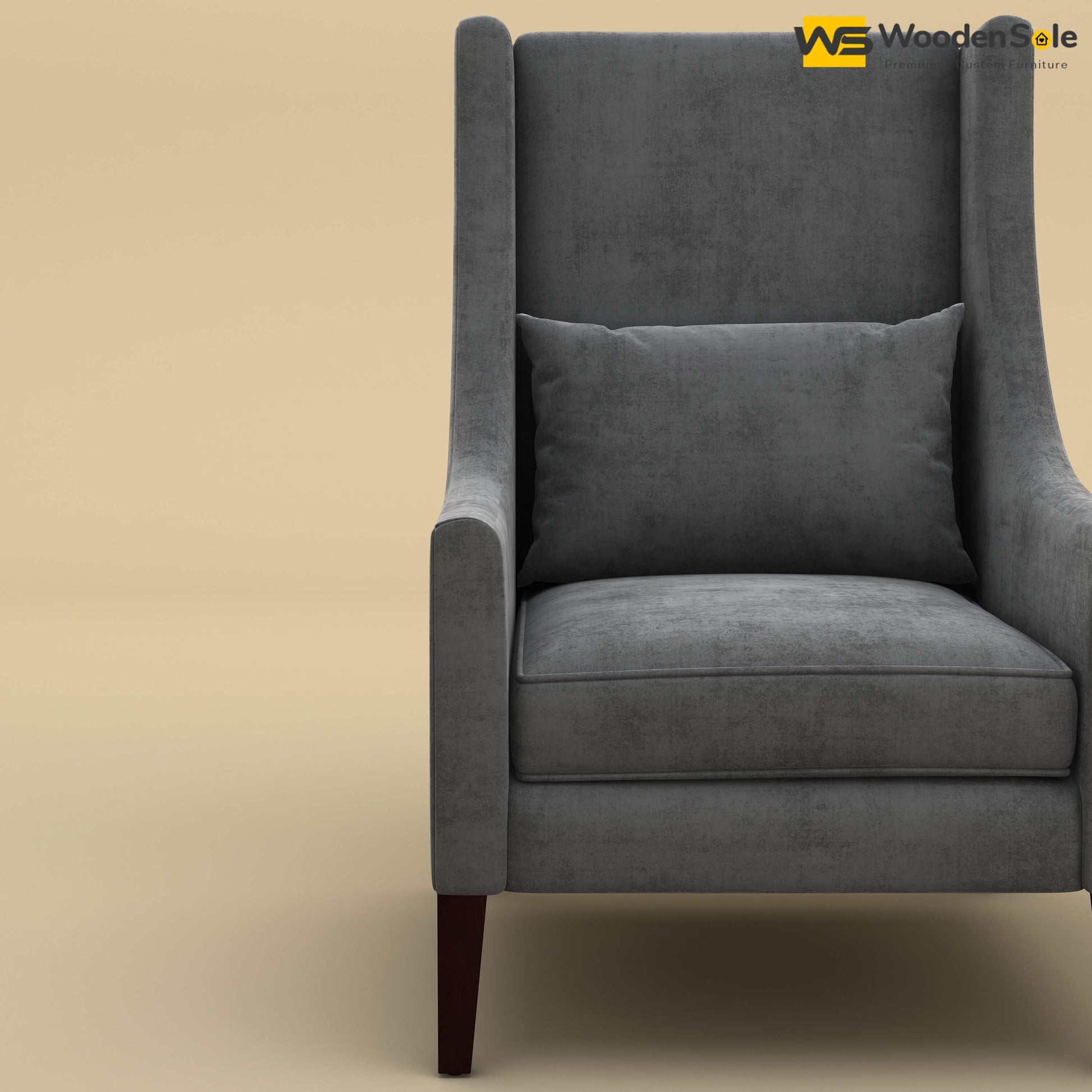Bonito High Back Lounge Chair (Velvet, Charcoal Gray)