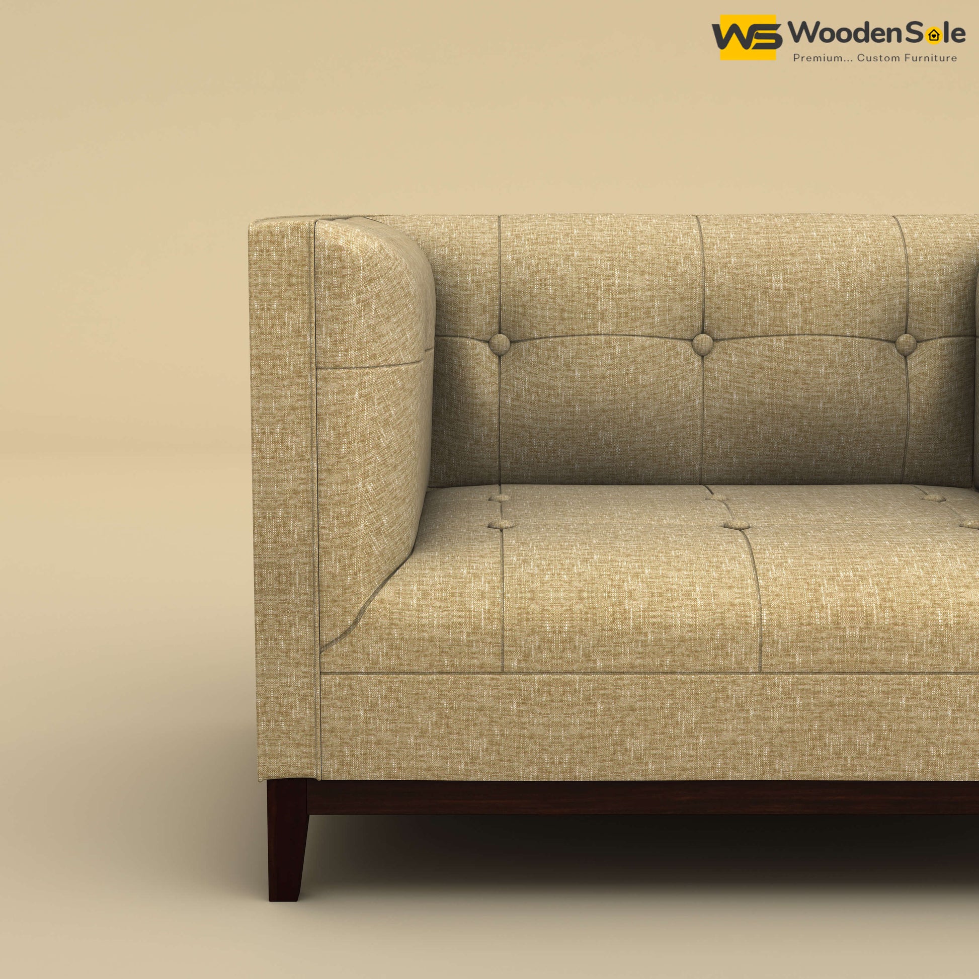Loren One Seater Fabric Sofa (Cotton, Faux Cream)