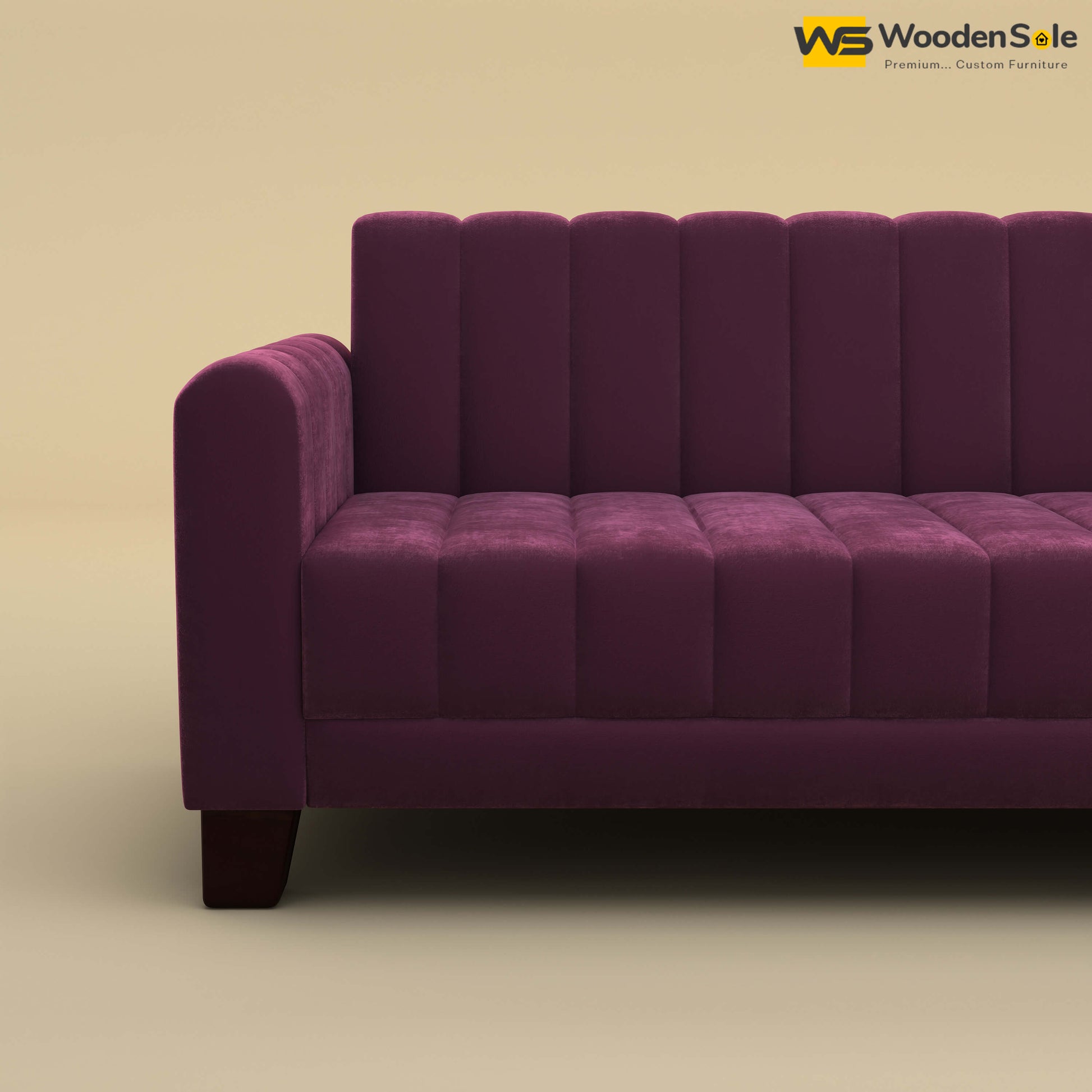 Furo 3 Seater Fabric Sofa (Velvet, Dark Purple)
