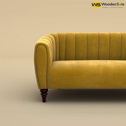 Amaya Two Seater Fabric Sofa (Velvet, Mustard Yellow)