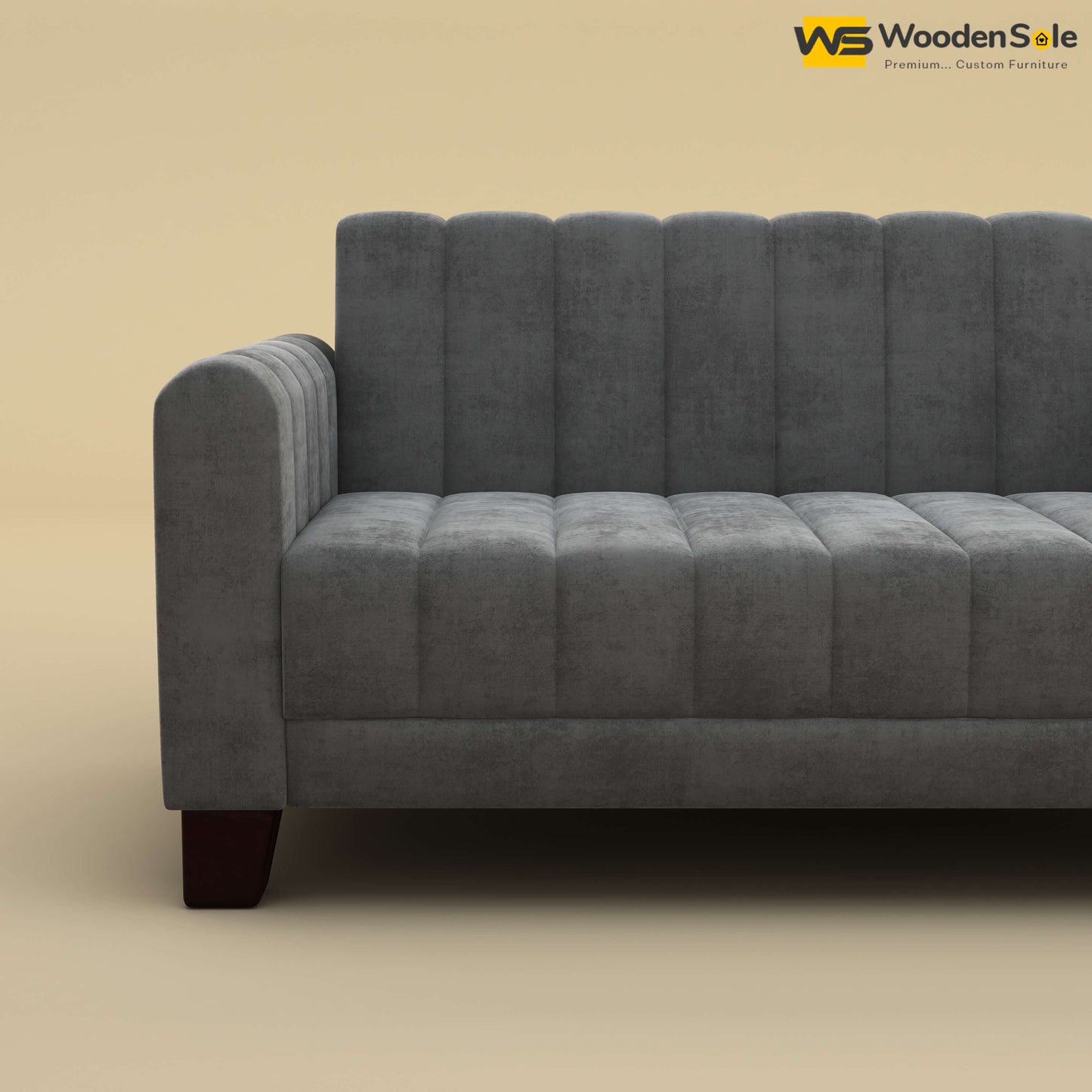 Furo 2 Seater Fabric Sofa (Velvet, Charcoal Gray)