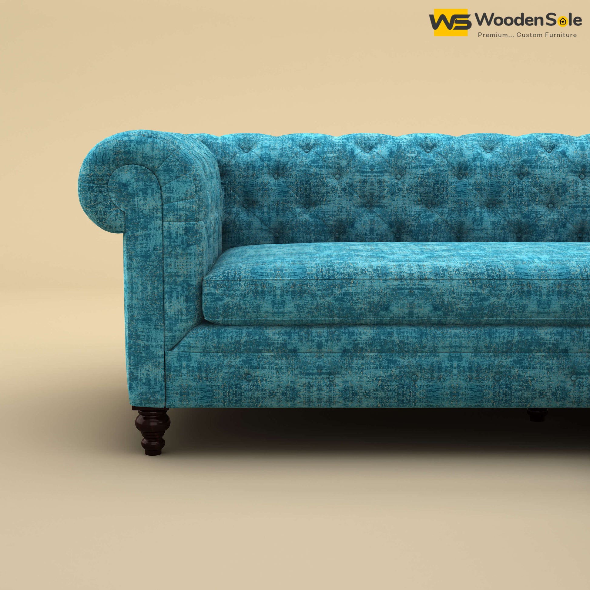 Maharaja Corner Sofa (Cotton, Teal Blue)