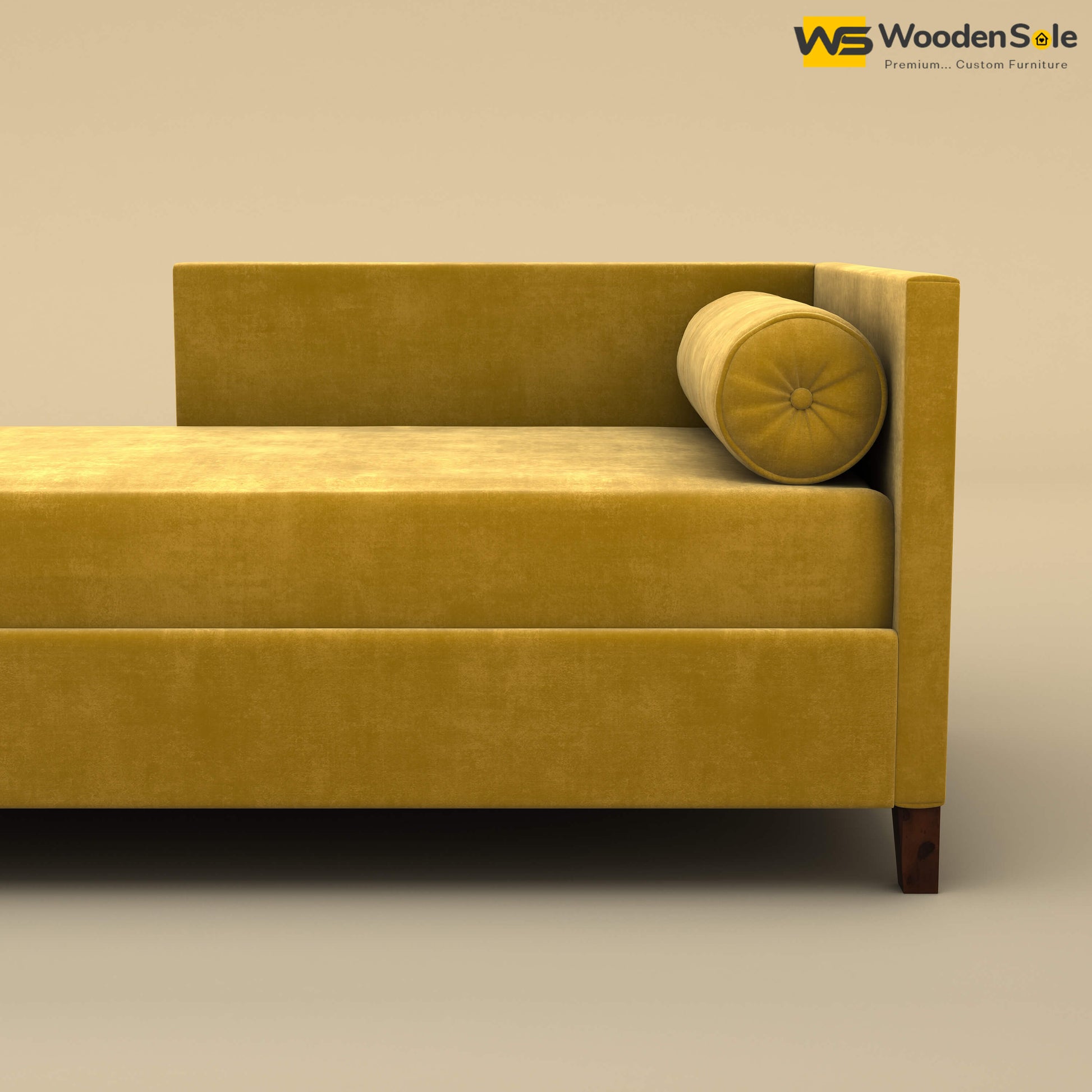 Daina Chaise Lounge (Velvet, Mustard Yellow)