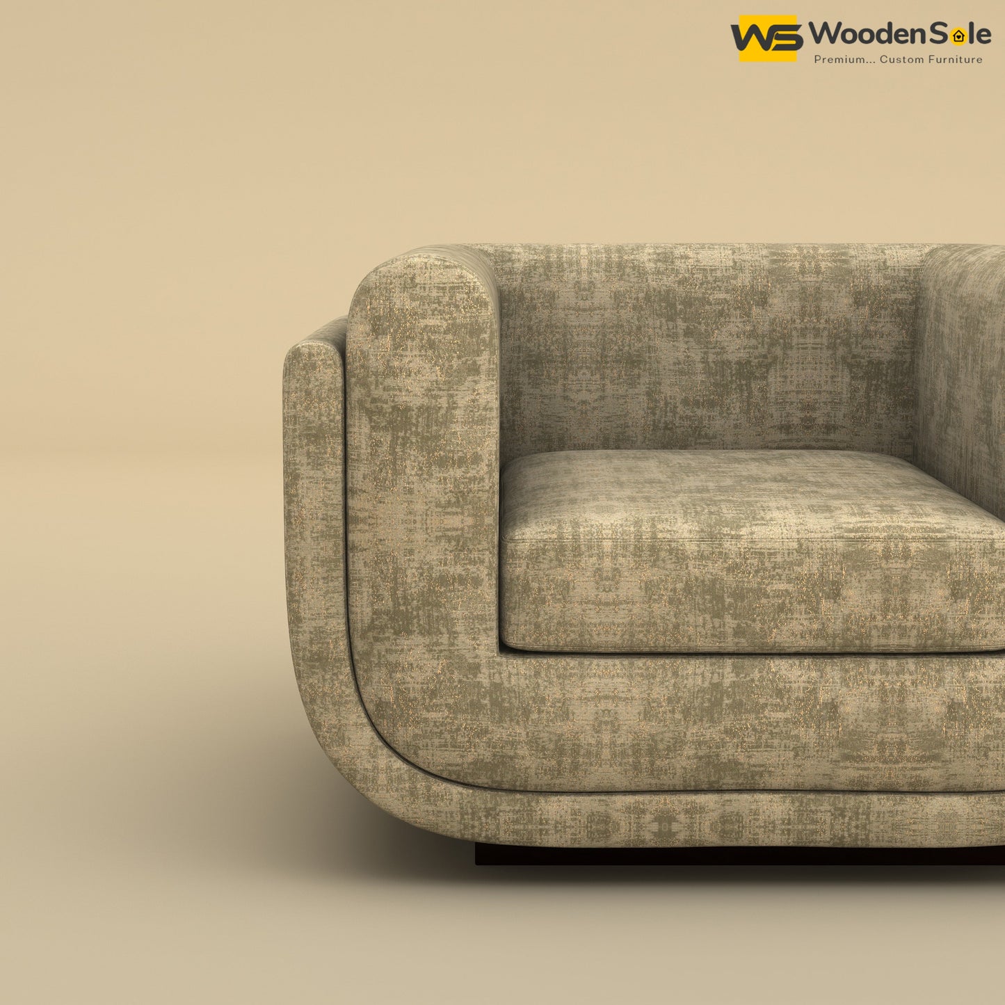Vedant 1 Seater Fabric Sofa (Cotton, Patchy Cream)