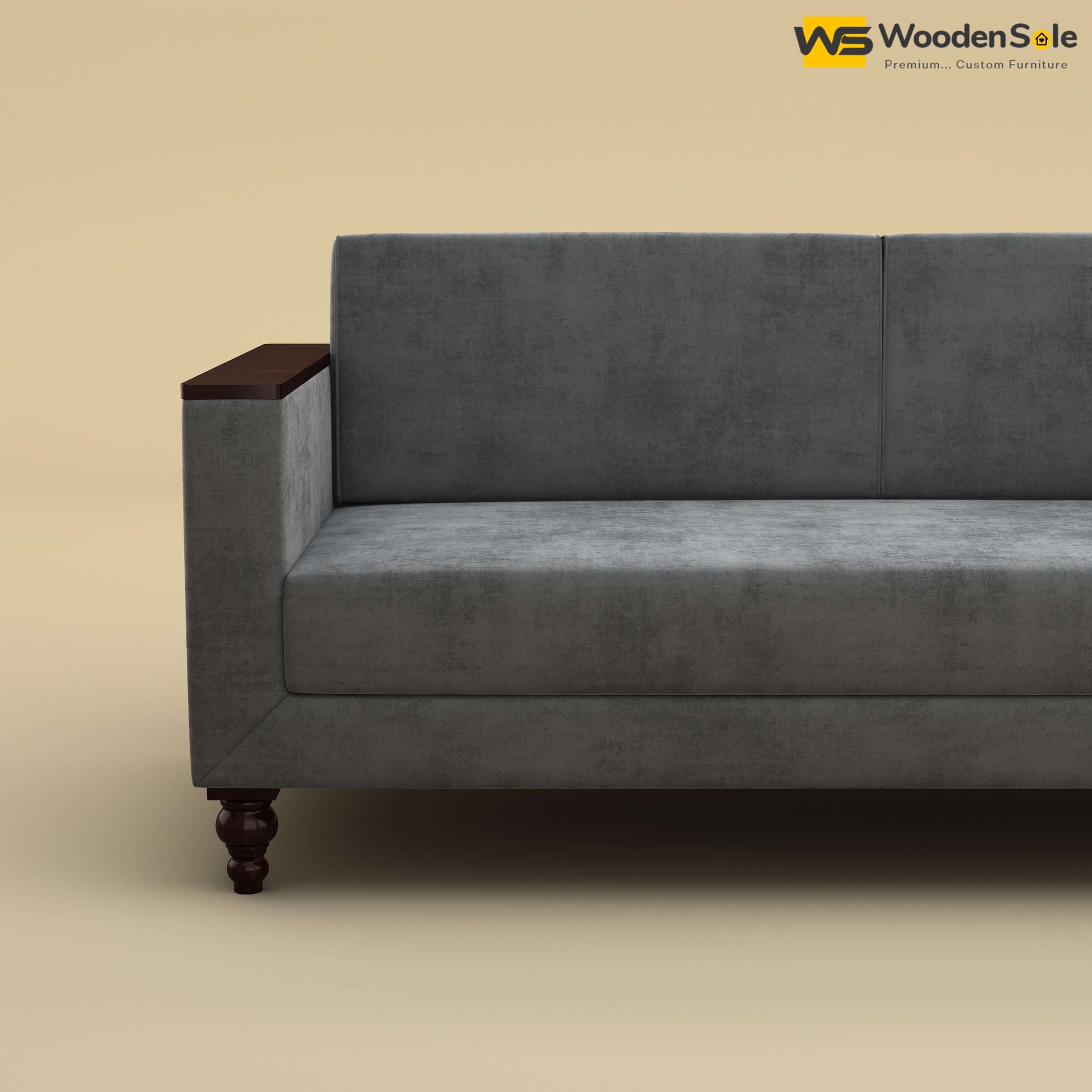 Tivoli 3 Seater Fabric Sofa (Velvet, Charcoal Gray)