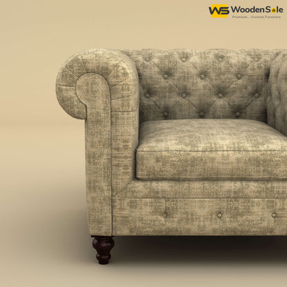 Maharaja Fabric 1 Seater Sofa (Cotton, Patchy Cream)