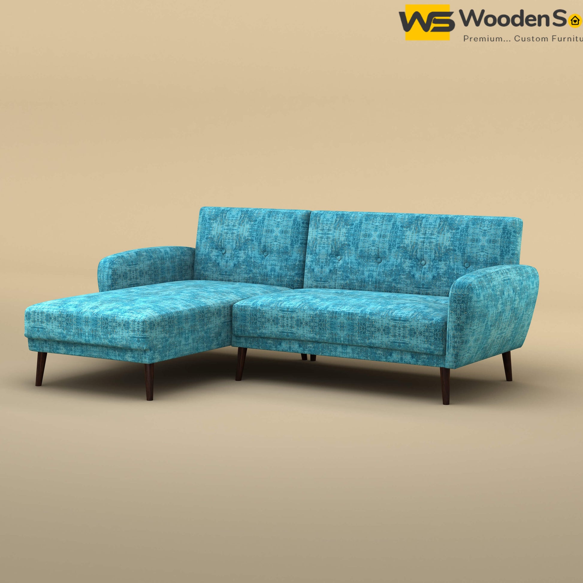 Daisy L Shape Sofa (Cotton, Teal Blue)