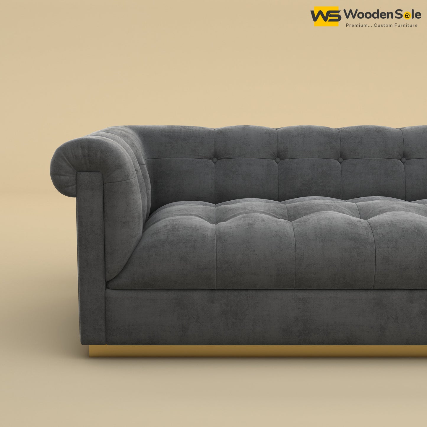 Morrison 3 Seater Fabric Sofa (Velvet, Charcoal Gray)