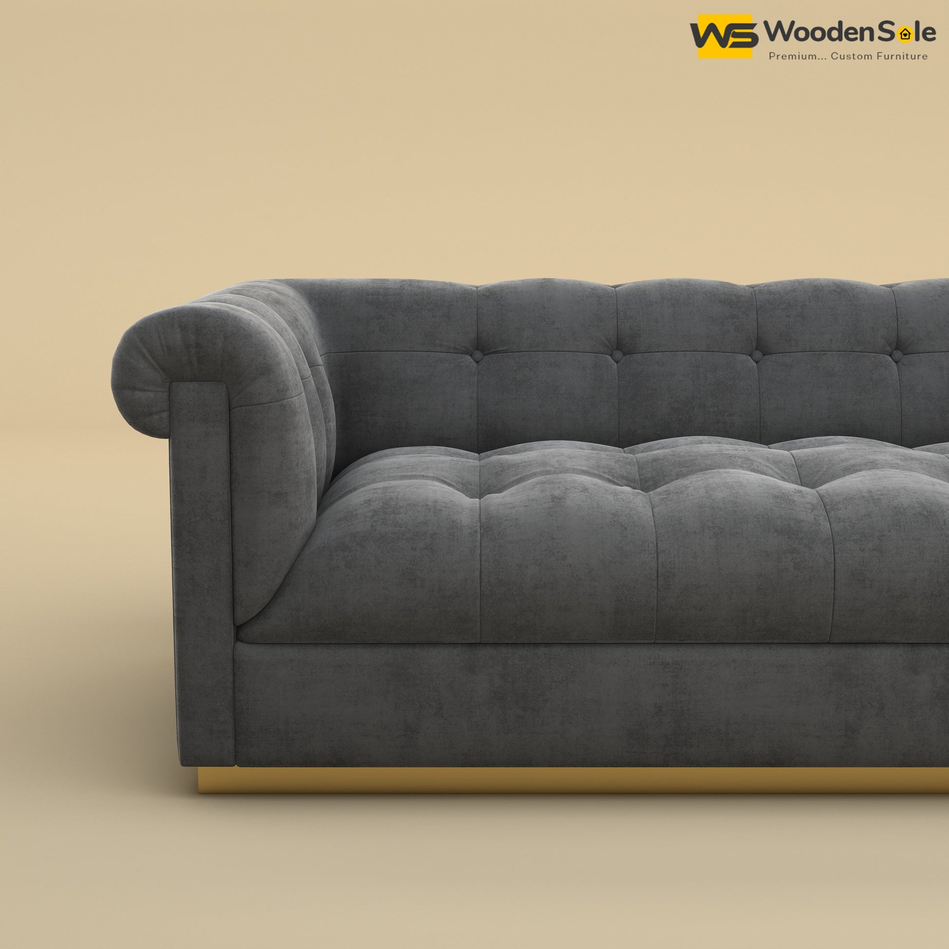 Morrison 3 Seater Fabric Sofa (Velvet, Charcoal Gray)