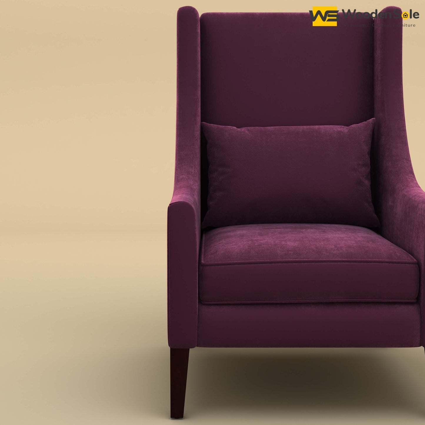 Bonito High Back Lounge Chair (Velvet, Dark Purple)