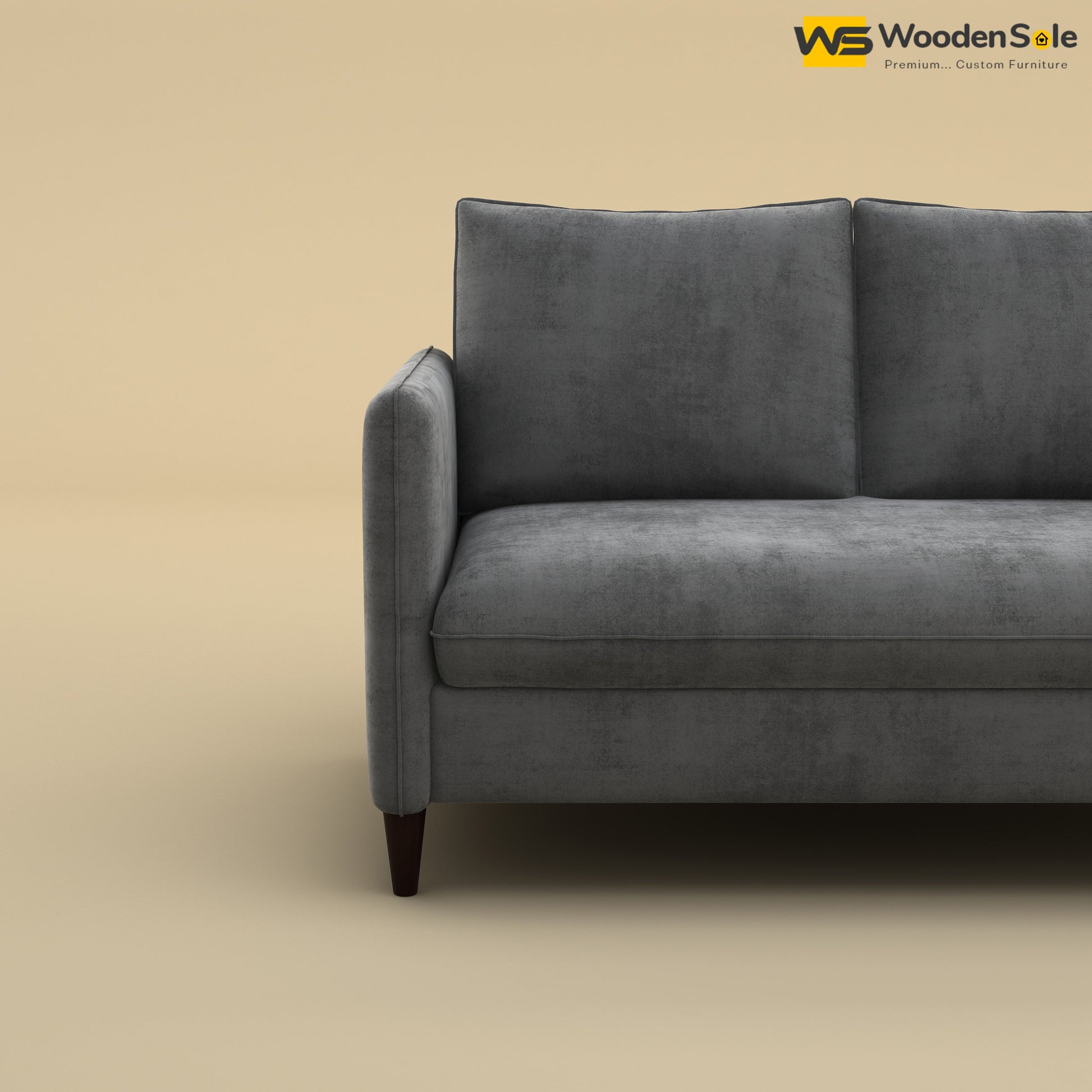 Citron 2 Seater Fabric Sofa (Velvet, Charcoal Gray)