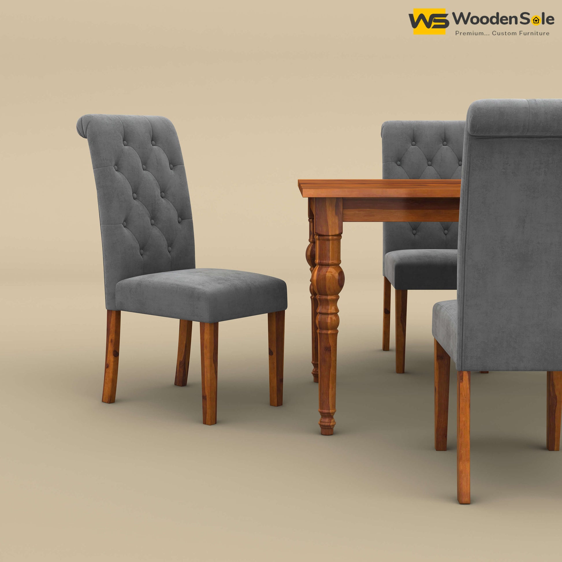 Elliot Dining Table 4 Seater Set (Honey Finish)