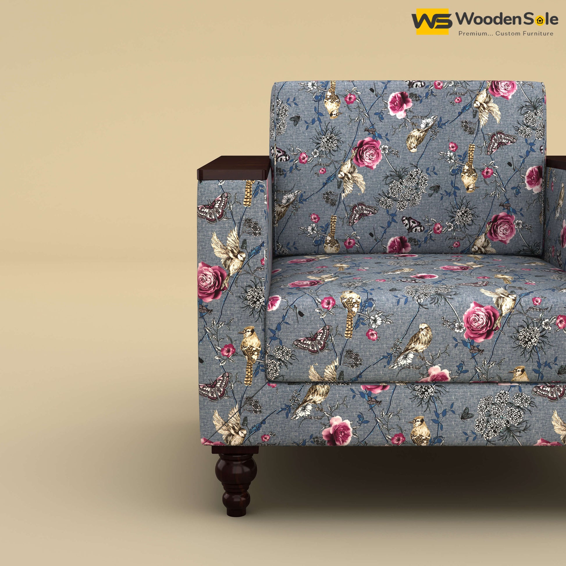 Tivoli 1 Seater Fabric Sofa (Cotton, Floral Printed)