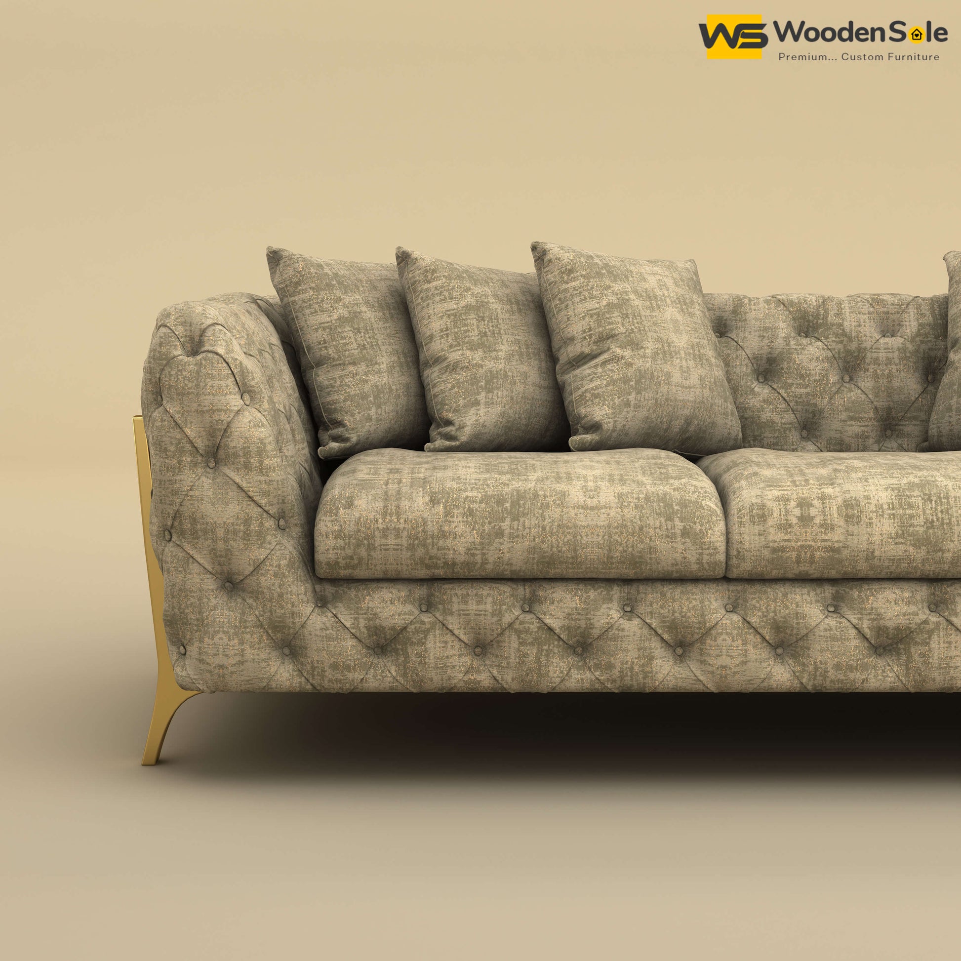 Adhira 3 Seater Premium Sofa (Cotton, Patchy Cream)