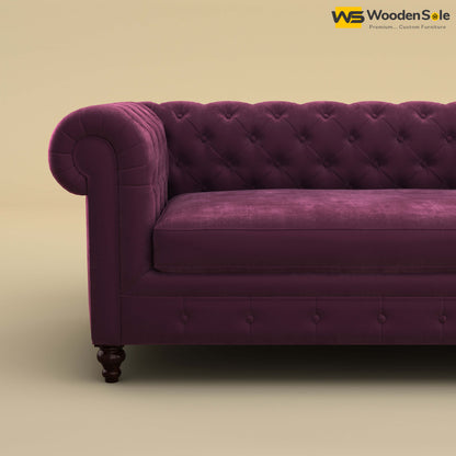 Maharaja Fabric 3 Seater Sofa (Velvet, Dark Purple)