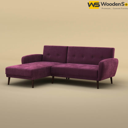 Daisy L Shape Sofa (Velvet, Dark Purple)