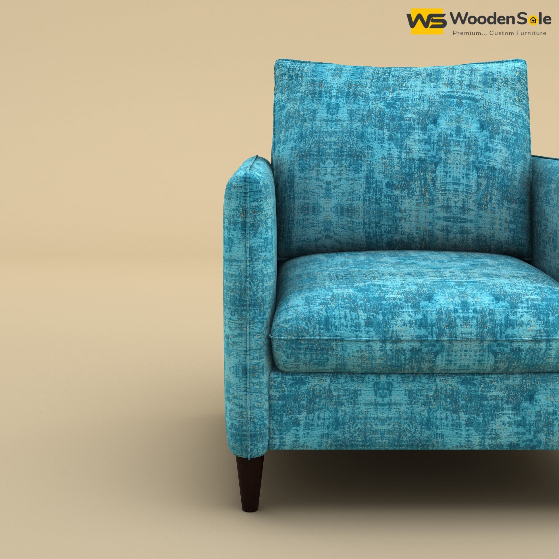 Citron 1 Seater Fabric Sofa (Cotton, Teal Blue)