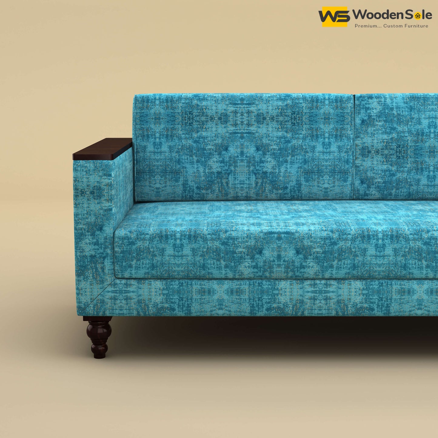 Tivoli 3 Seater Fabric Sofa (Cotton, Teal Blue)