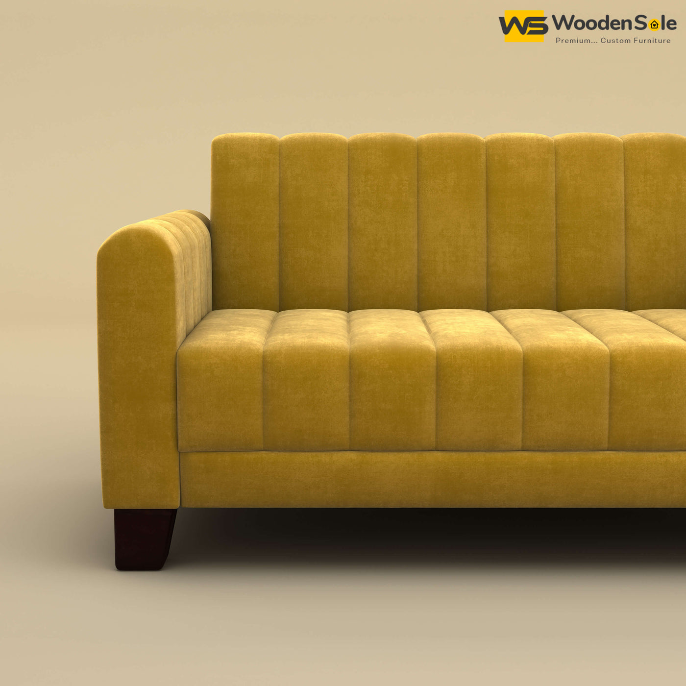 Furo 2 Seater Fabric Sofa (Velvet, Mustard Yellow)