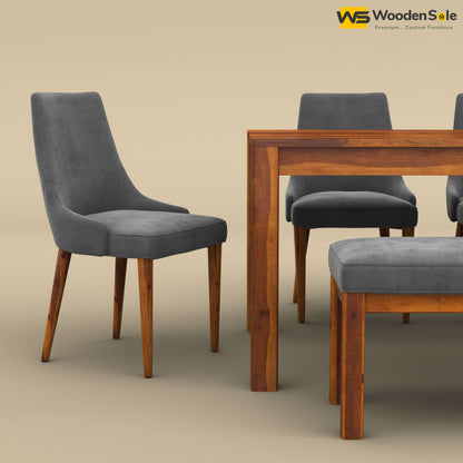 Ashley 6 Seater Dining Table Set with Bench (Honey Finish)