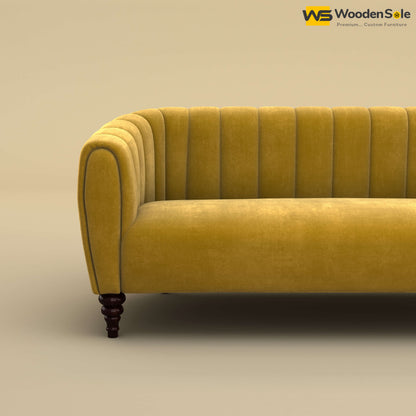 Amaya Three Seater Fabric Sofa (Velvet, Mustard Yellow)