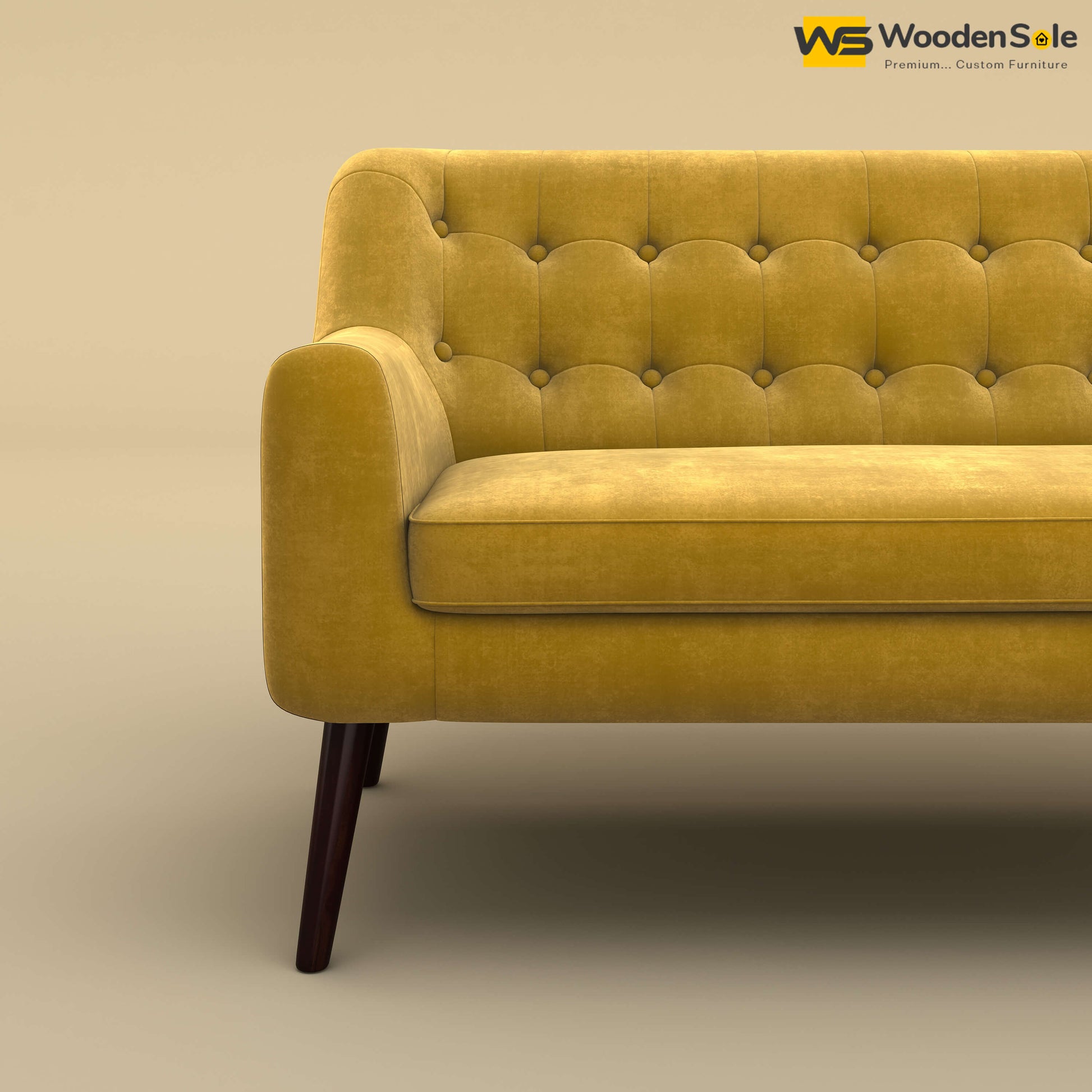 Viraj Loveseat Sofa (Velvet, Mustard Yellow)