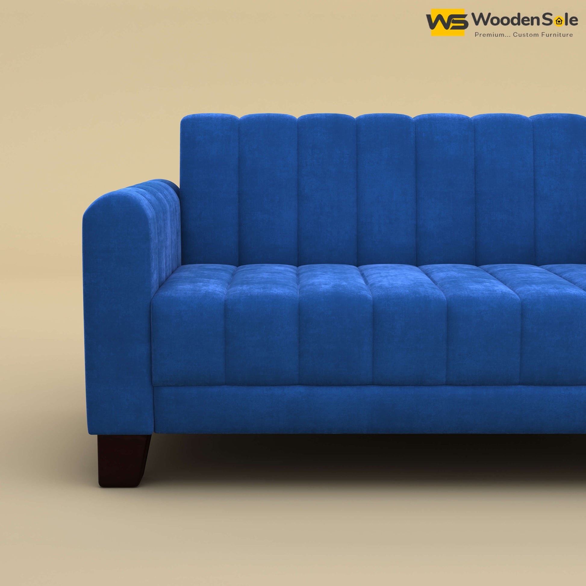 Furo 2 Seater Fabric Sofa (Velvet, Royal Blue)