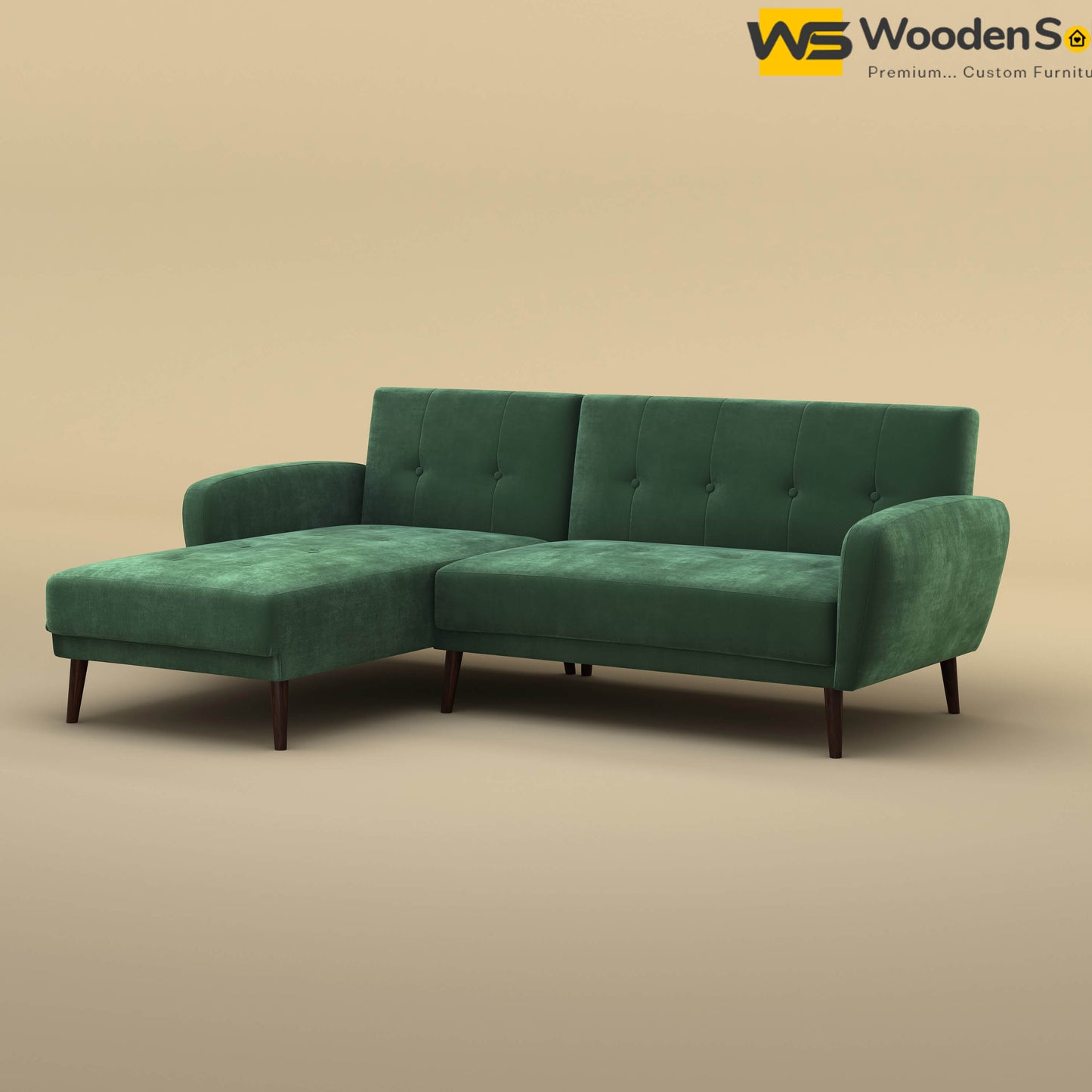 Daisy L Shape Sofa (Velvet, Forest Green)