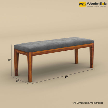 Sheesham Wood Bench With Cushion (Honey Finish)