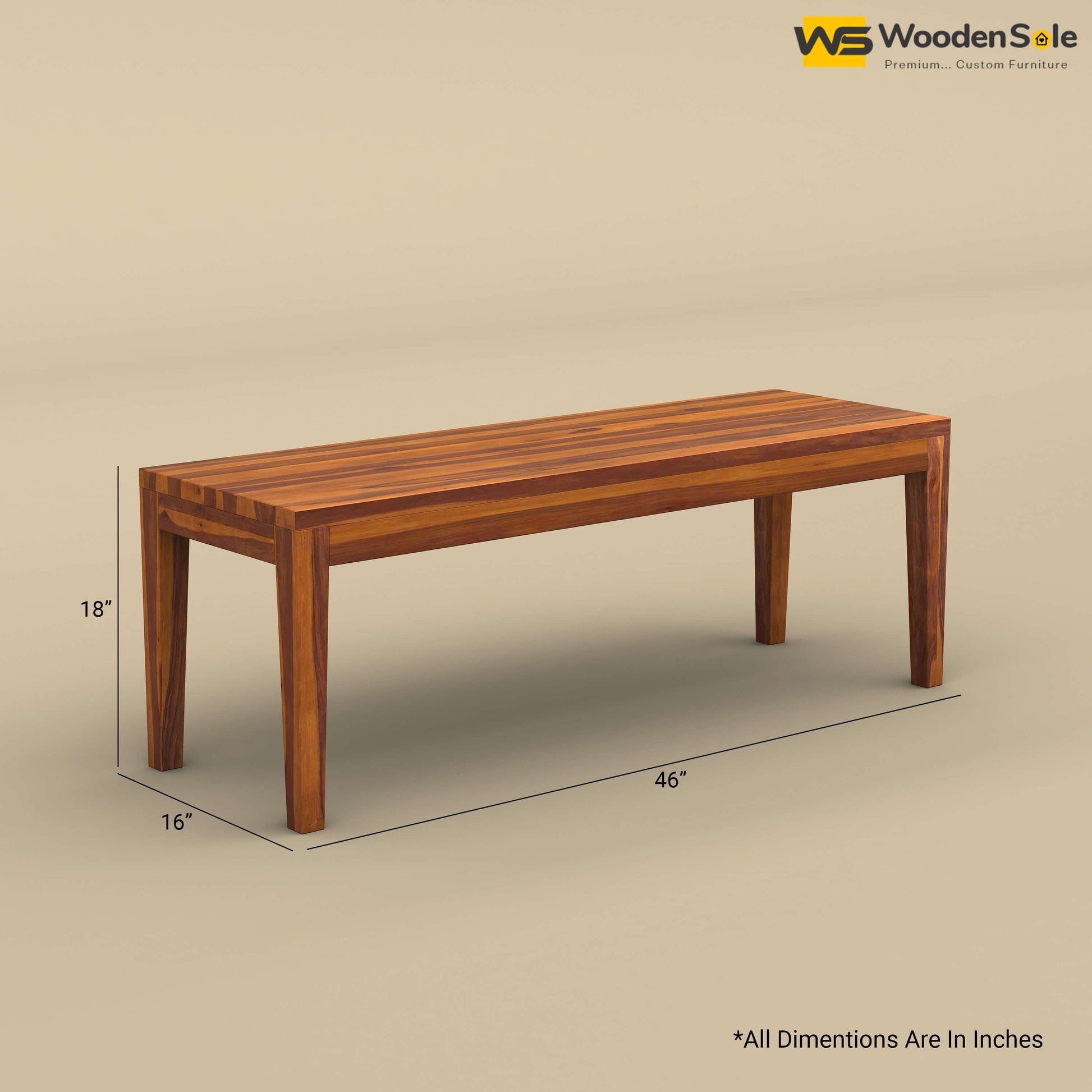 Sheesham Wood 6 Seater Dining Table Set with Bench (Honey Finish)
