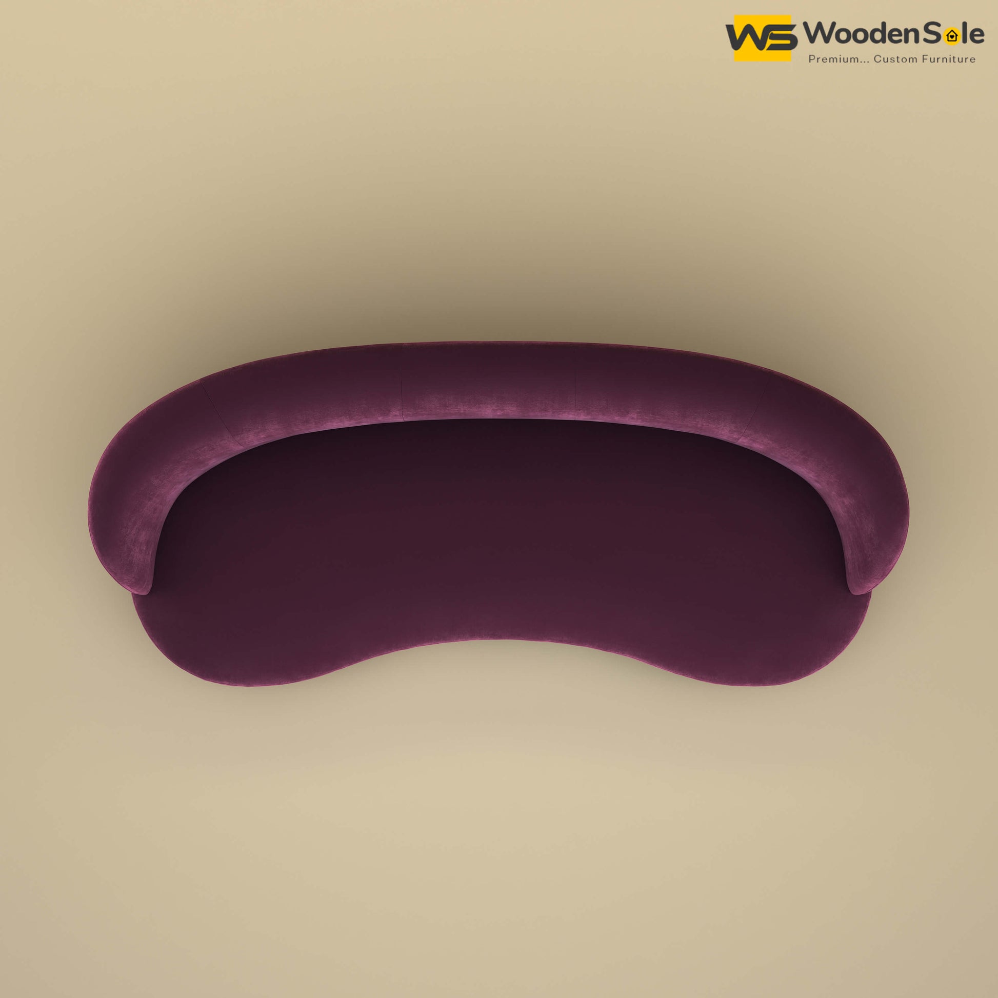 Rene Curved Modern 3-Seater Sofa (Velvet, Dark Purple)