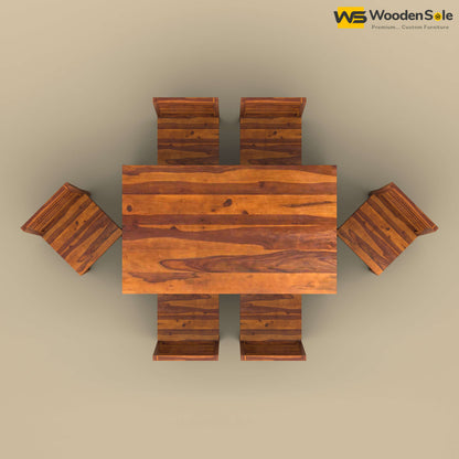 Sheesham Wood 6 Seater Dining Table Set (Honey Finish)
