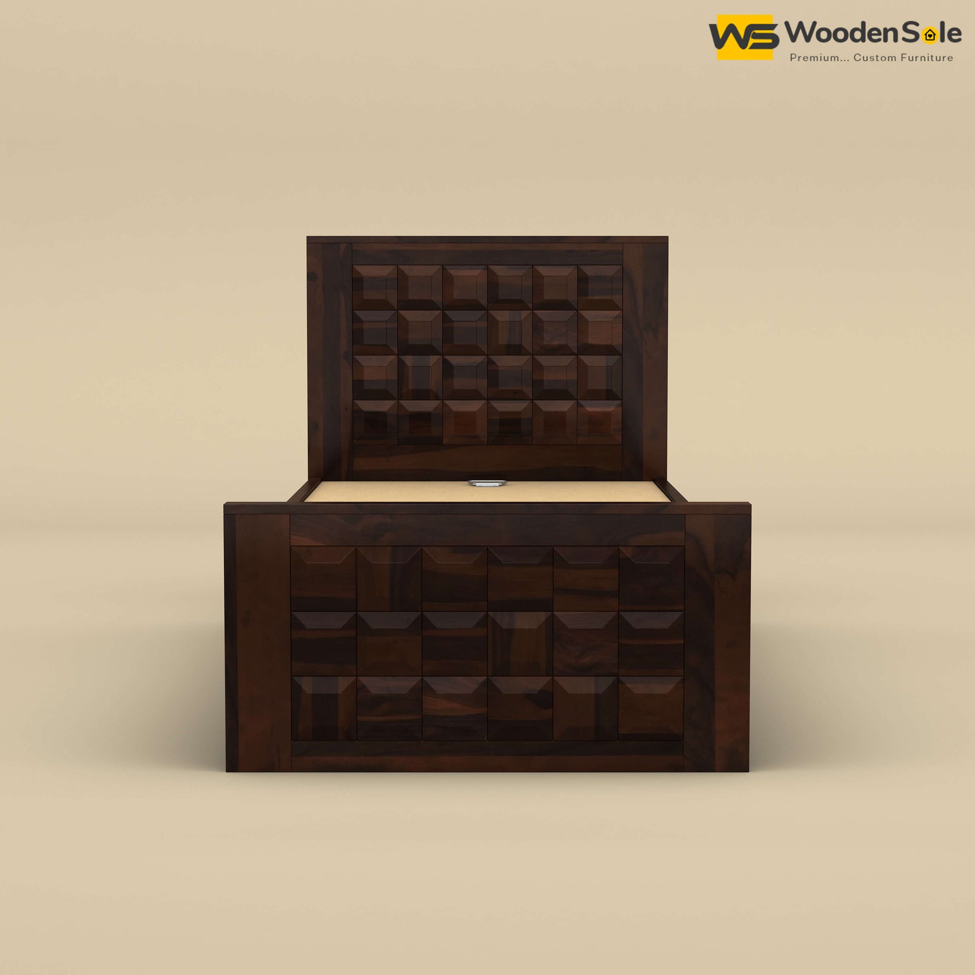 Diamond Without Storage Bed (Single, Walnut Finish)