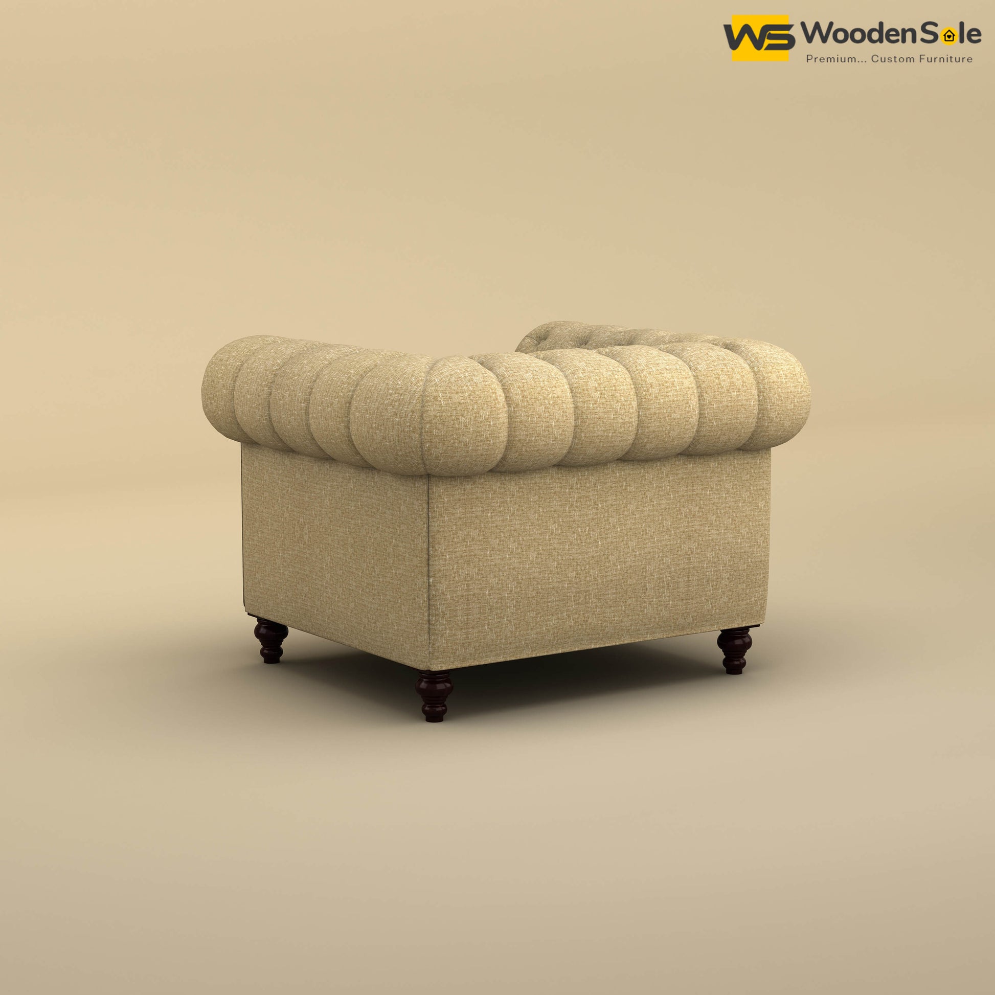 Maharaja Fabric 1 Seater Sofa (Cotton, Faux Cream)