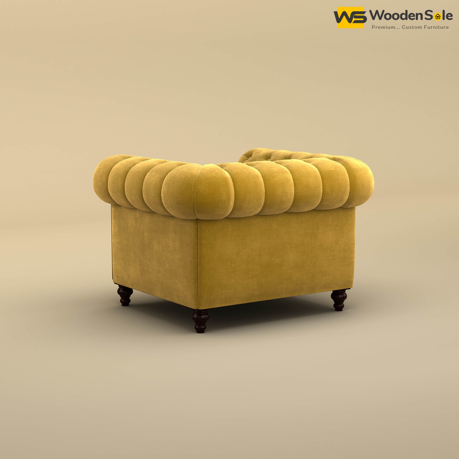 Maharaja Fabric 1 Seater Sofa (Velvet, Mustard Yellow)