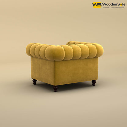 Maharaja Fabric 1 Seater Sofa (Velvet, Mustard Yellow)